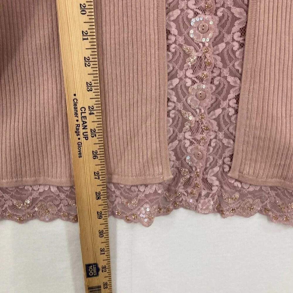 New Lane Bryant size 22/24 Pink Mauve‎ Lace Hook Closure Rib Knit Cardigan